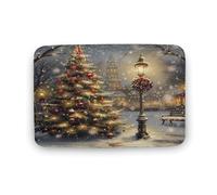 Tappeto da bagno con lampada architettonica, tappeto da bagno con albero di Natale innevato e retro antiscivolo, morbido tappetino in microfibra per a, lavandino, ingresso, 50,8 x 81,3 cm