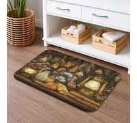 Tappeto da bagno con lanterna autunnale rustica, vintage, motivo floreale, antiscivolo, accogliente, in memory foam, lavabile, per decorazione autunnale, 50 x 81 cm