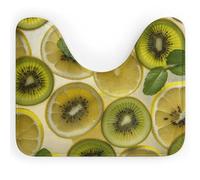 Tappeto da bagno con limone e kiwi a fette, a forma di U, antiscivolo, in pile corallo, super morbido e assorbente, per a, 40,6 x 50,8 cm