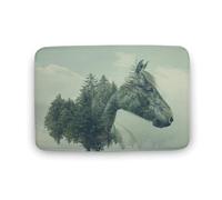 Tappeto da bagno con motivo a albero retrò, con motivo a cavallo e animali, con retro antiscivolo, in morbida microfibra per a, lavandino e ingresso, 50,8 x 81,3 cm