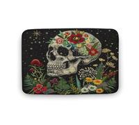 Tappeto da bagno con motivo a fungo e teschio horror, tappeto da bagno con luna, stelle e uccelli con retro antiscivolo, morbido tappetino in microfibra per a, lavandino, ingresso, 50,8 x 81,3 cm