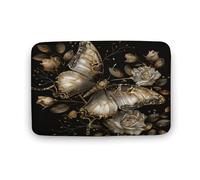Tappeto da bagno con motivo floreale Fantasy Golden Rose, lussuoso tappetino da bagno a farfalla con retro antiscivolo, morbido tappetino in microfibra per a, 50,8 x 81,3 cm