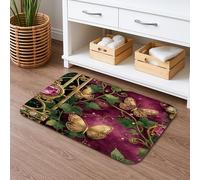 Tappeto da bagno con motivo floreale vintage e edera, assorbente, antiscivolo, elegante, in memory foam, lavabile, per bagno, WC, decorativo, 50 x 81 cm