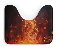Tappeto da bagno con nota musicale e fiamma rossa, a forma di U, antiscivolo, in pile di corallo, super morbido e assorbente, per a, 40,6 x 50,8 cm