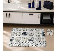 Tappeto da bagno con pecore, fantasioso casale con fiori e erba bianca, essenziale per camera da letto, bagno, decorazione per pavimento del WC, 40,6 x 61 cm