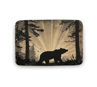 Tappeto da bagno con sagoma di orso, tappetino da bagno con albero nero e animali, con retro antiscivolo, morbido tappetino in microfibra per a, 50,8 x 81,3 cm