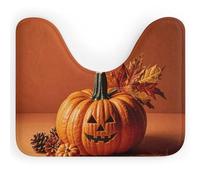 Tappeto da bagno con scritta "Happy Thanksgiving Day Pumpkin", a forma di U, antiscivolo, in pile di corallo, super morbido e assorbente, per a, 40,6 x 50,8 cm.