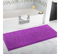 Tappeto da Bagno Extra Large a Pelo Lungo, Tappetino da Bagno in Ciniglia Ultra Morbido, Tappeto da Pavimento Antiscivolo e Super Assorbente, Passatoia Lunga per Bagno (Viola, 80x160cm)