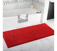 Tappeto da bagno extra large, tappetino da bagno lungo, ultra morbido in ciniglia, antiscivolo e super assorbente, tappeto lungo per il bagno (rosso, 80 x 160 cm)