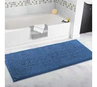 Tappeto da bagno extra large, tappetino da bagno lungo, ultra morbido in ciniglia, antiscivolo e super assorbente, tappeto lungo per il bagno (blu, 80 x 160 cm)