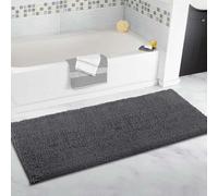 Tappeto da bagno extra large, tappetino da bagno lungo, ultra morbido in ciniglia, antiscivolo e super assorbente, tappeto lungo per il bagno (grigio scuro, 70 x 140 cm)