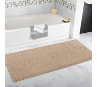 Tappeto da bagno extra large, tappeto da bagno lungo, ultra morbido in ciniglia, antiscivolo e super assorbente, tappeto lungo per il bagno (beige, 70 x 140 cm)
