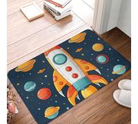 Tappeto Da Bagno Facile Da Pulire Zerbino Ingresso Rocket Clipart Space Ship Multiuso Tappetino Porta Per Cortile Ingresso Interno 40X60Cm