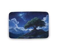 Tappeto da bagno Fine Tree Mountain, bellissimo tappetino da bagno con motivo Star Night e retro antiscivolo, morbido tappetino in microfibra per a, 40,6 x 61 cm
