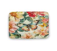 Tappeto da bagno Glam Floral Nature, splendido tappeto da bagno con motivo a farfalla e retro antiscivolo, morbido tappetino in microfibra per a, 40,6 x 61 cm