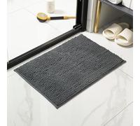 Tappeto da bagno in ciniglia, antiscivolo, antimuffa, assorbe l'acqua, spesso, ultra morbido, resistente, lavabile in lavatrice (grigio scuro, 80 x 50 cm)