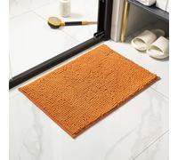 Tappeto da bagno in ciniglia, antiscivolo, assorbe l'acqua, in microfibra, spessa, ultra morbido, resistente, lavabile in lavatrice (arancione, 80 x 50 cm)