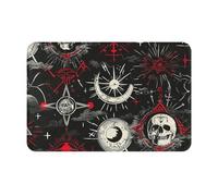 Tappeto da bagno in flanella super morbido 16x24 pollici, teschio occulto, magia alchemica, geometria sacra, tappetino da bagno antiscivolo nero, tappetini assorbenti per bagno, cucina, camera da lett