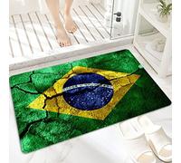 Tappeto da Bagno in Microfibra, Tappetino da Bagno Antiscivolo,Bandiera di struttura arrugginita del Brasile, ,Morbido, Facile da Pulire, Molto Assorbente per Bagno, Camera da letto, Interni 60x100 cm
