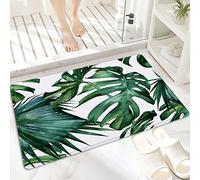 Tappeto da Bagno in Microfibra, Tappetino da Bagno Antiscivolo,Classico verde tropicale Monstera Jungle Palm L,Morbido, Facile da Pulire, Molto Assorbente per Bagno, Camera da letto, Interni 60x100 cm