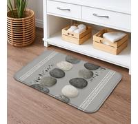 Tappeto da bagno liscio con ciottoli ad asciugatura rapida, tappeto da doccia antiscivolo decorativo con pietre grigie moderne e assorbente, in memory foam, lavabile per tutto l'anno, 50 x 81 cm