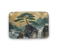 Tappeto da bagno moderno con cascata, tappeto da bagno con albero di montagna e luna, con retro antiscivolo, morbido tappetino in microfibra per a, 50,8 x 81,3 cm