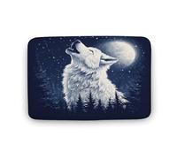 Tappeto da bagno Moon Star, tappetino da bagno Wolf Howling Night con retro antiscivolo, morbido tappetino in microfibra per a, 20"x32"