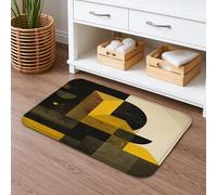Tappeto da bagno morbido con arte geometrica, design astratto moderno giallo e nero, assorbente, antiscivolo, in memory foam, lavabile, per la decorazione della casa, 50 x 81 cm
