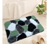 Tappeto da bagno morbido e confortevole in cotone felpato con retro antiscivolo, lavabile in lavatrice in microfibra che mantiene morbidezza e assorbenza dopo il lavaggio (verde)