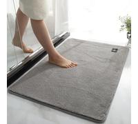Tappeto da bagno morbido, super assorbente, tappetino da bagno antiscivolo, in microfibra, lavabile in lavatrice, tappetino da doccia esterno (grigio chiaro, 60 x 90 cm)