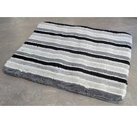 Tappeto Da Bagno Nero 55x65cm. Grigio-Nero-Bianco. Strisce.