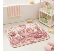 Tappeto da bagno per vasca da bagno, vintage romantico con rose ceste primaverili di pesche per dormitorio universitario, tappetino da doccia per pavimento doccia, WC, decorazione 50 x 81 cm