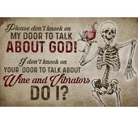 Tappeto da Bagno Please Don’T Knock On My Door To Talk About God Funny Skull Cucina Tappeto Lavabile Assorbente Zerbino Ingresso Casa, per Interno, Ingresso, Soggiorno, 40x60cm