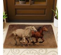 Tappeto da Bagno Rustic Horse Brown And White Horses Soffice Tappeto da Bagno Assorbente Lavabile Zerbino Ingresso Casa, per Ingresso, Bambini, Cortile, 40x60cm