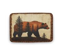 Tappeto da bagno rustico con motivo a orso bruno, con silhouette di albero artistico e retro antiscivolo, in morbida microfibra per a, lavandino e ingresso, 50,8 x 81,3 cm