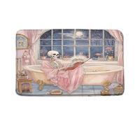 Tappeto da Bagno Skull Pink Skeleton Bathtub Gothic Spooky Scary Horror Night Halloween Dead Day Tappeto Bagno Assorbente Lavabile Scendiletto, per Lavanderia, Doccia, Cucina, 40x60cm