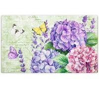 Tappeto da Bagno Spring Hydrangea Flower Blooms Butterfly Cucina Tappeto Assorbente Lavabile Zerbino Ingresso Casa, per Cucina, Cortile, Soggiorno, 40x60cm