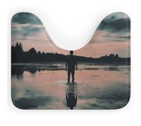 Tappeto da bagno Standing in The Lake, a forma di U, antiscivolo, in pile di corallo, super morbido e assorbente, per a, 40,6 x 50,8 cm