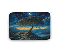 Tappeto da bagno Tree Mountain Night, tappeto da bagno Moon Star Nature con retro antiscivolo, morbido tappetino in microfibra per a, 40,6 x 61 cm