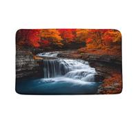 Tappeto da Bagno Waterfall Autumn Fall Maple Leaves Nature Scenery Landscape Red Country Bagno Tappeto Anti-Polvere Lavabile Scendiletto, per Bambini, Cucina, Corridoio, 40x60cm