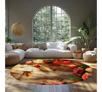Tappeto da balcone rotondo alla frutta Tappeti da giardino circolari dal design neutro di ispirazione vintage Stuoia da interno antiscivolo sottile a pelo corto lavabile in lavatrice per 80cm