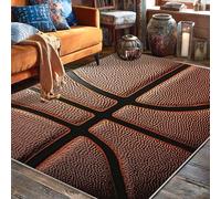 Tappeto da basket, linee sportive e casual, texture nessuno marrone, a pelo basso, per interni, rettangolare, non perde pelo, per soggiorno, camera da letto, sotto il letto, decorazione per