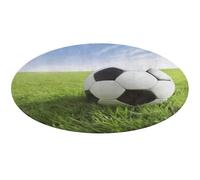 Tappeto da calcio sul prato, lavabile, rotondo, antiscivolo, per soggiorno, camera da letto, moderno, corallo, ideale come regalo per camera da letto, 60 x 60 cm