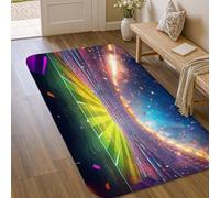 Tappeto da campo da calcio, con coriandoli celebrativi per lo stadio, con luci da stadio, colore verde, antiscivolo, con bordo bordato, per ingresso, bagno, lavanderia, comodino, 9 x 15 cm