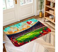 Tappeto da campo da calcio, per celebrare lo sport, i fuochi d'artificio e lo stadio, colore verde, antiscivolo, resistente allo sbiadimento, per ingresso, bagno, lavanderia, decorazione per stanza da