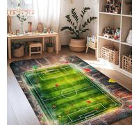 Tappeto da campo da calcio, sport giocoso con bandiere angolari nessuno verde in spugna a pelo basso per interni tappeti non spargimento tappeti per soggiorno camera da letto sotto il tavolo