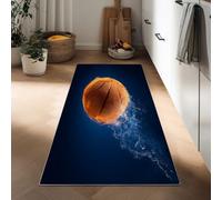 Tappeto da Corridoio Antiscivolo 60 x 180 cm, Tappeto Passatoia Rendering 3D Pelo Corto Sport Basket Elementi Acqua E Fuoco per Corridoio Ufficio Entrata Casa Cucina da Ingresso