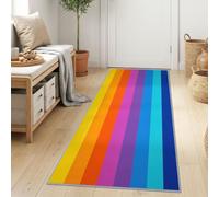Tappeto da corridoio con motivo geometrico astratto a righe arcobaleno 40 x | Tappeto lavabile in lavatrice, antiscivolo, moderno, metà secolo, tappeto morbido per cucina, lavanderia, comodino, ingresso