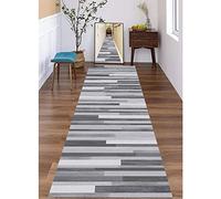 Tappeto da corridoio extra lungo grigio, da 1 m a 6 m, dimensioni da 60 cm a 120 cm di larghezza, elegante e resistente, tappeto per la decorazione della casa, perfetto per ingressi e soggiorni
