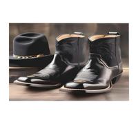 Tappeto da cowboy con cappello nero con stivali occidentali, lavabile, con retro in gomma antiscivolo, per cucina, morbido, resistente alle macchie, piccolo tappeto per camera da letto e bagno